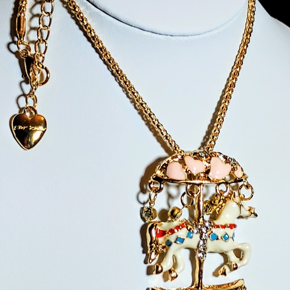 Betsey Johnson Jewelry - Betsey Johnson Gold Carousel Necklace with Pink Accents